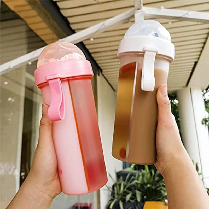 

High-Value Online Celebrity Double Drinking Cups Cute Girls And Students Outdoor Straw Cups With Handles Portable