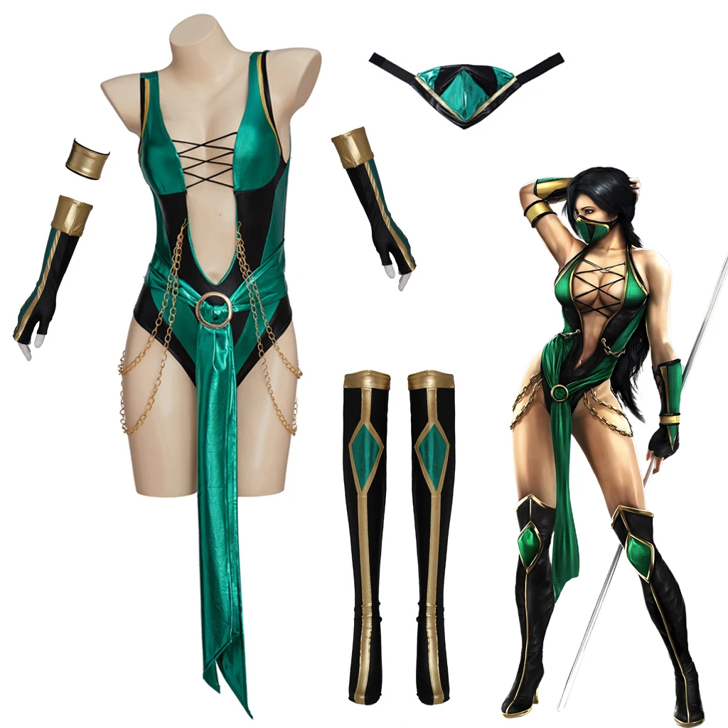 Jade Cosplay Costumes Ninja Uniform Game Mortal Kombat Role Play Uniform Outfit Halloween Carnival Suit For Women