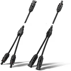 Solar Connector Y-Branch Adapter Cable Kit - Waterproof Parallel Connectors (Black 1 pair)