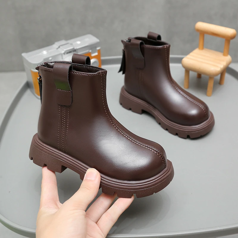 Girls Fleece Ankle Boots Soft Sole Breathable Winter School Shoes