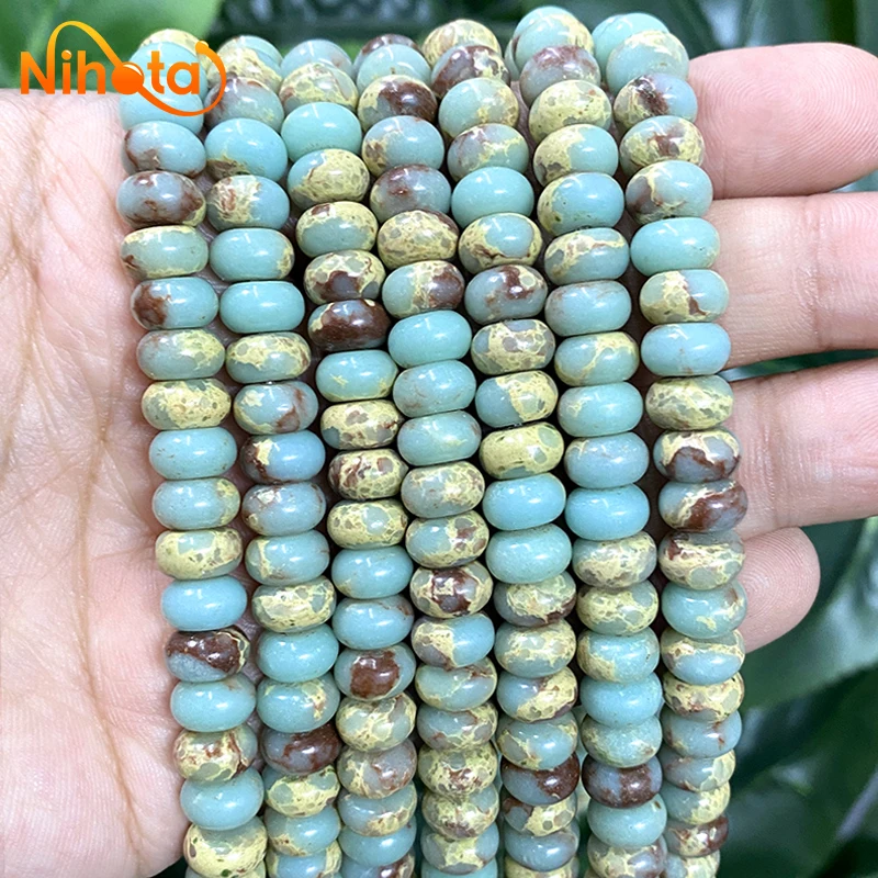 

4/6/8mm Natural Sea Sediment Turquoise Shoushan Imperial Rondelle Spacer Beads DIY Bracelets Earrings Accessories 15'' Strand