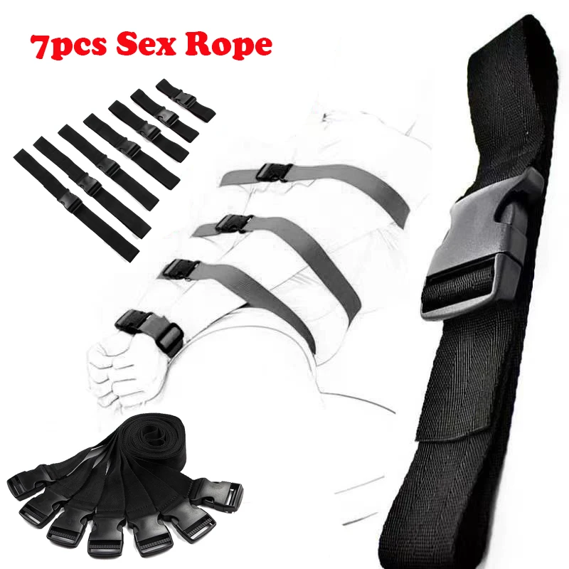 BDSM Restraint Rope 7PCS/Set SM Slave Bondage Adult Game Sex Toys Adjustable Sex Strap 18+ Sex Handcuffs Bed Bondage Restraints