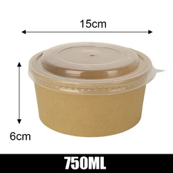 Disposable Kraft Paper Bowl Food Containers with Lids for Parties and Camping (30/10 Pack) (750ml)