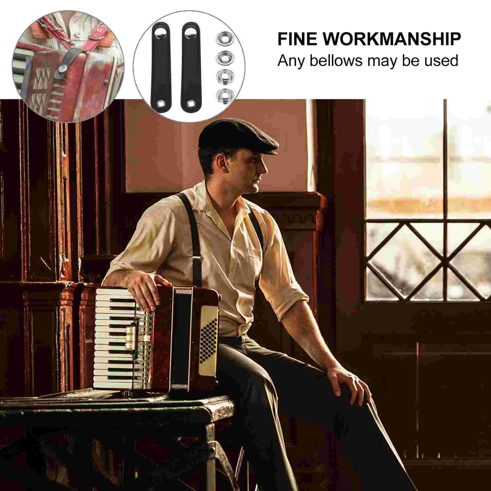 Bellows Buckle Belt Faux Accordion Straps Universal Bellows Belt With Buckles gan Belts Accessories For Accordion 2 Pcs