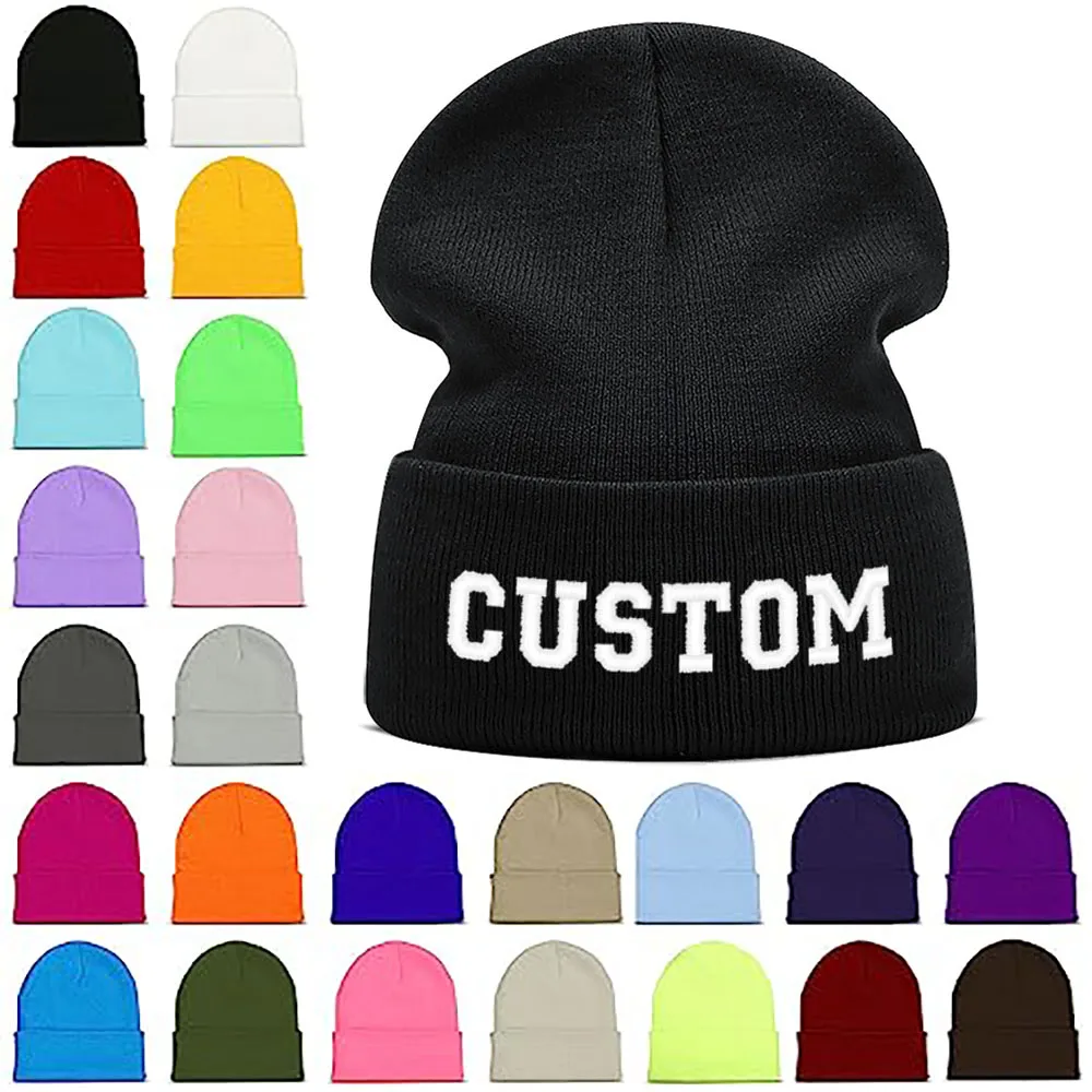 CustomEmbroideryDesignLogoTextNameBeaniesHatsforMenWomenWarm