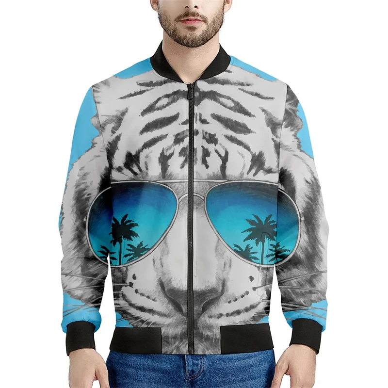 thumbnail image 1 of Chaqueta de vuelo para hombre y mujer, novedad de 2024, con estampado 3D de tigre de Harajuku, estilo hip hop callejero, chaquetas de bombardero con cuello alto, camisetas de manga larga, 1 of 5
