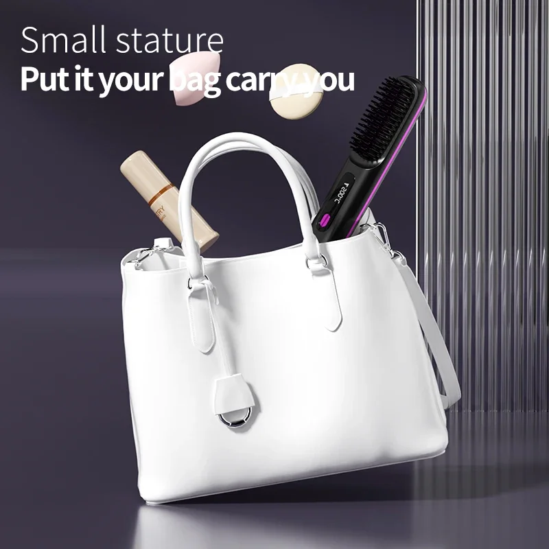 Xumtom Usb CeramicHeating Straight Hair Comb Wireless Portable Negative Ion Styling Tool Rechargeable Straightening Brush