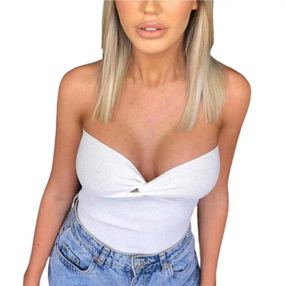 

Sexy Tops Women Summer Basic Backless Off Shoulder Crop Tube Top Cross Knitted Spring Slim-fitting Crop Top Casual Streetwear