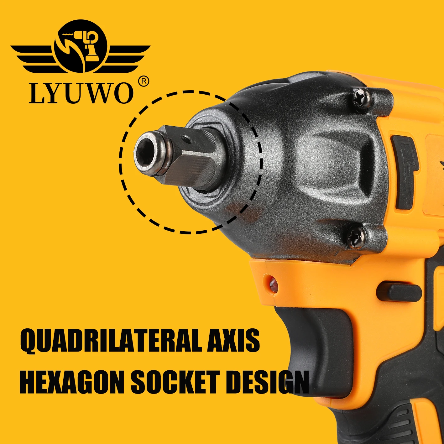 LYUWO Electric Wrench 420NM Brushless Electric Wrench High Torque Air Cannon Heavy Duty Automobile Repair High Power Impact Plat 4