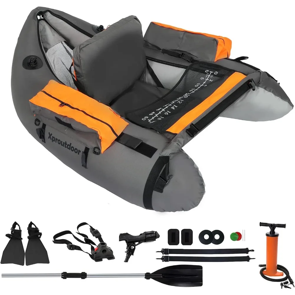 

Fishing Float Tube with Adjustable Backpack Straps, Storage Pockets, Fish Ruler, Fly Fishing Boat with Pump