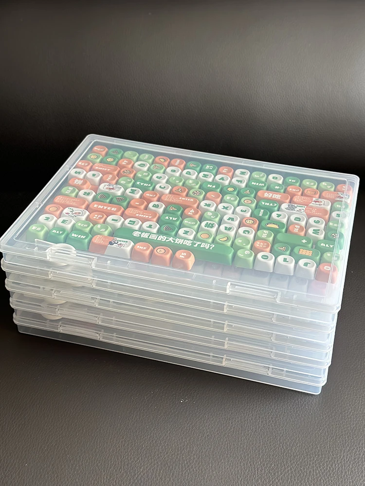 Desktop A4 Keycap Storage Box Transparent Dustproof Mechanical Keyboard Keycap Organizer Display Box Rectangular Staable PP