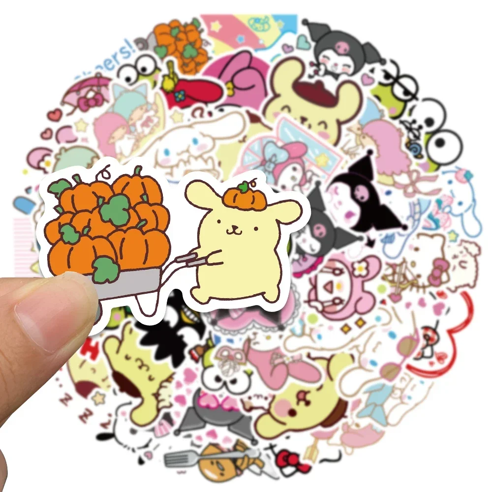 Kawaii Sanrio Stickers Cinnamoroll Hello Kitty Kuromi Decals DIY Phone Luggage Laptop Diary Guitar My Melody Sticker Kids Toy 2