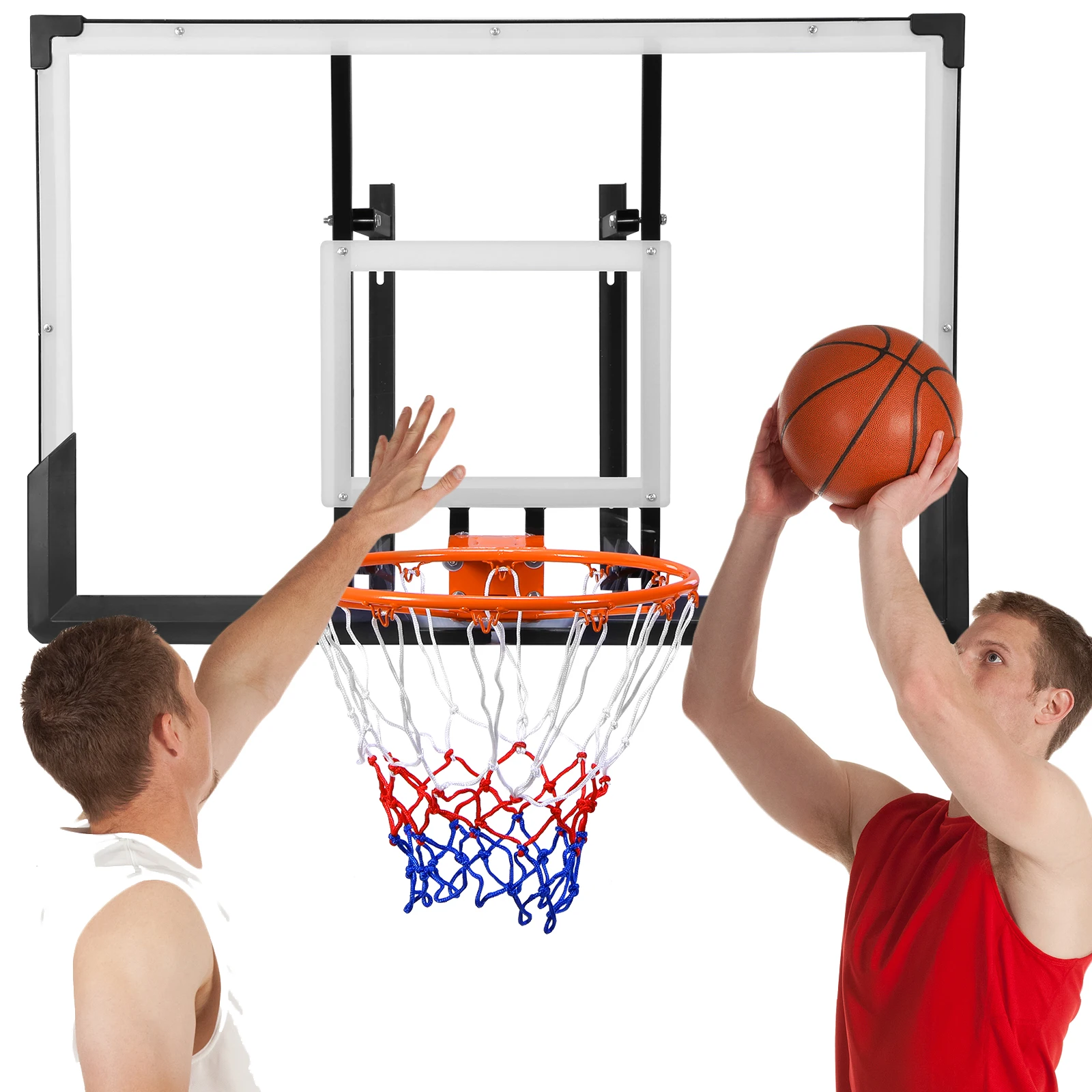 Wall Mounted Backboard & Rim 47-Inch Large Indoor Basketball Hoop Set for Garage Fitness Center Barn School Gym Driveway