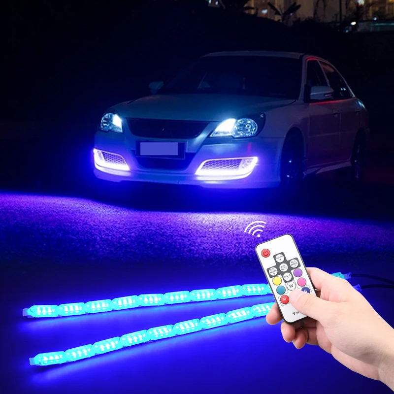 2pcsRGBCarLEDDaytimeRunningLightsStripWaterproofColorfulWith