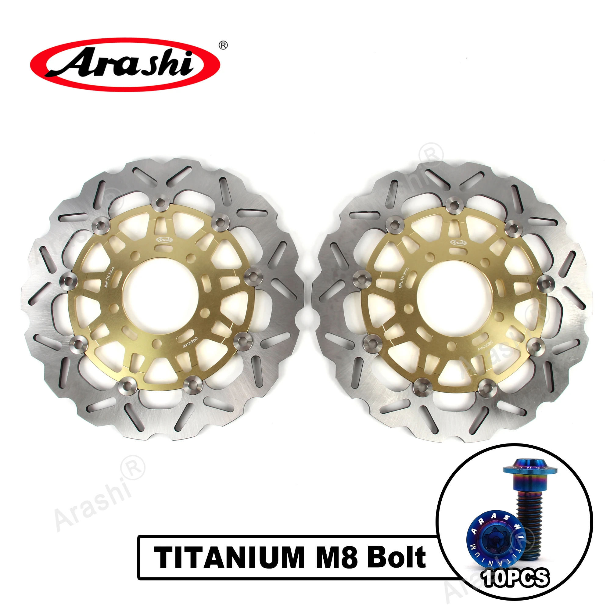 Arashi For KAWASAKI ZX10R 2004 -2007 CNC Floating Front Brake Disc