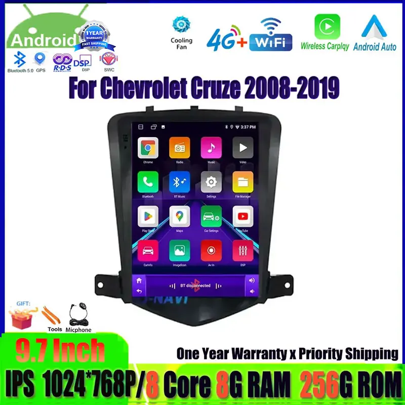 

9.7 inch For Chevrolet Cruze 2008-2019 Android 14 Car Stereo Radio Multimedia Video Player Navigation GPS 4G Lte 2Din Head Unit