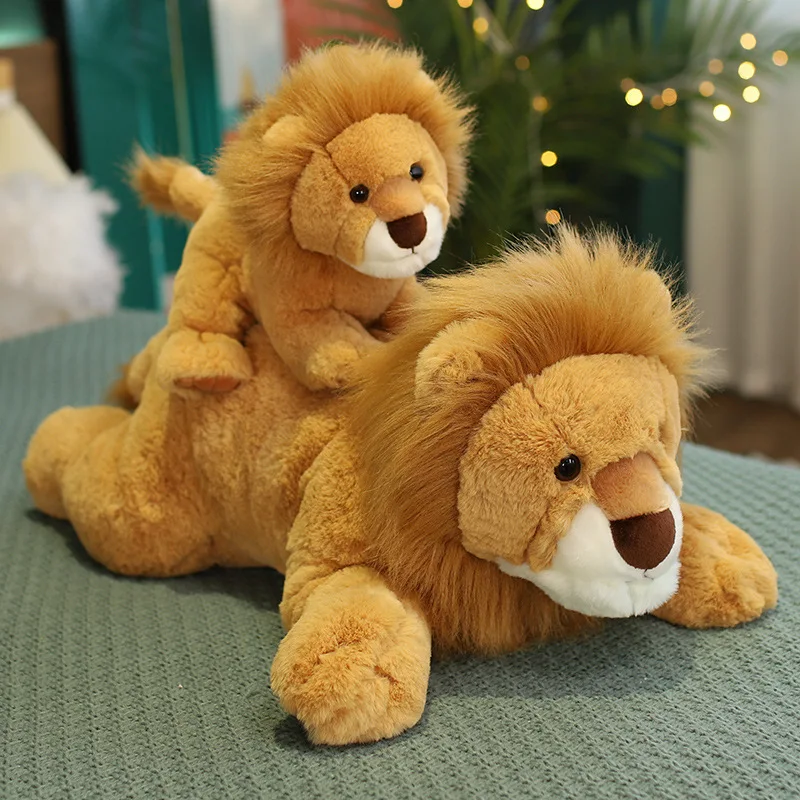 Cute Lifelike Lion Fluffy Stuffed Animals 55cm Lion Plush Toy Reallife