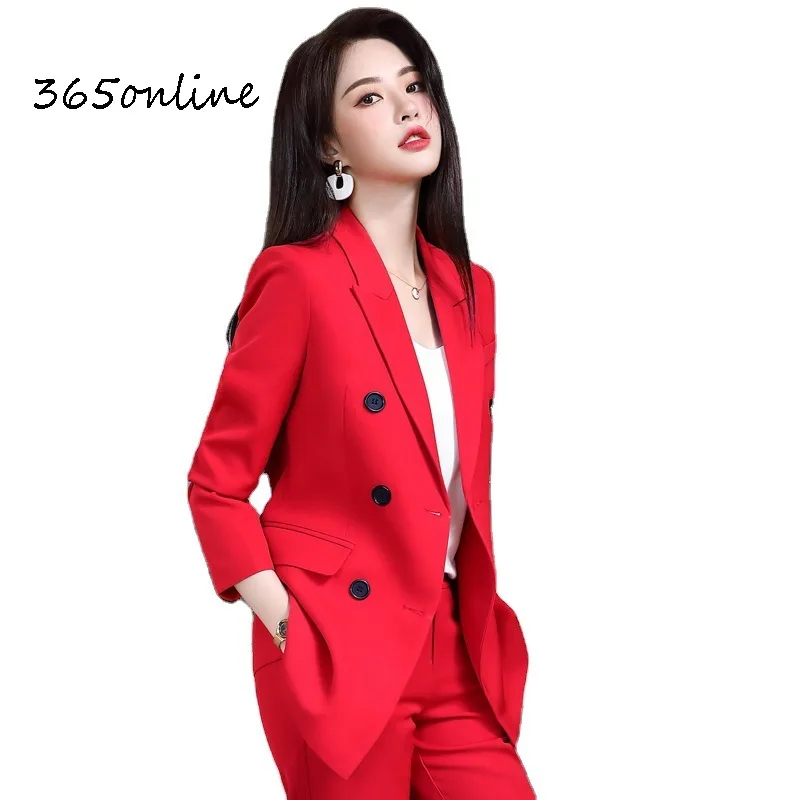 Long Sleeve Formal Professional Women Business Suits Elegant Autumn Winter OL Styles Ladies Pantsuits Female Blazers Set 5XL