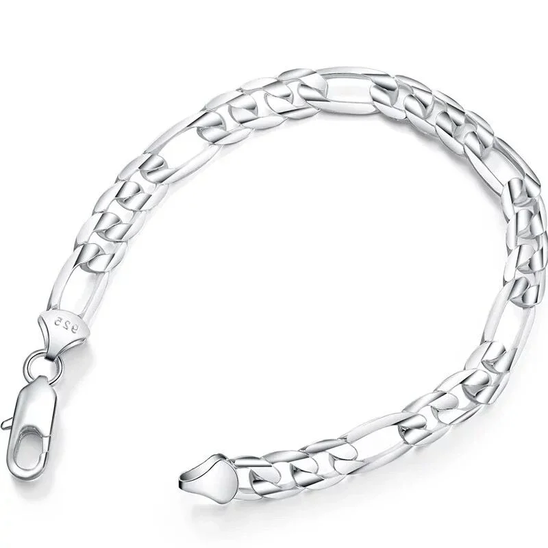 Elegant 8-Inch Gold Figaro Chain Bracelet - Fashionable Unisex Wedding Jewelry Gift