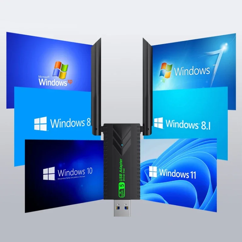 Wireless USB WiFi Adapter For PC 1300Mbps 5G Dual Band Windows11 10 8 7 Vista XP