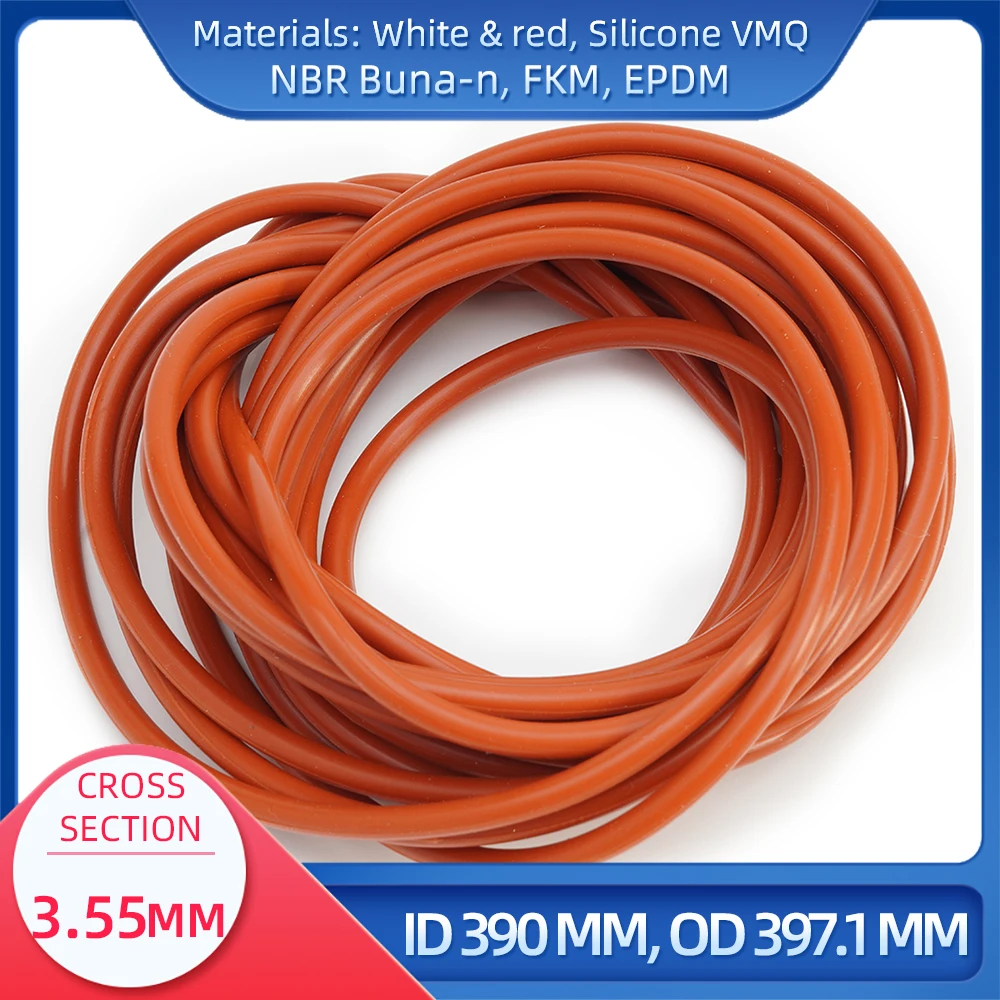 

O Ring CS 3.55 mm ID 390 mm OD 397.1 mm Material With Silicone VMQ NBR FKM EPDM ORing Seal Gask