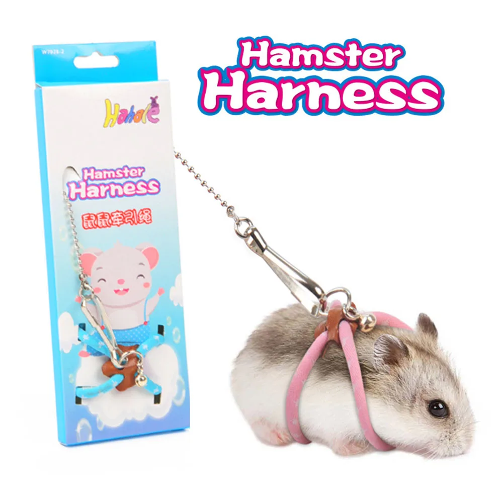 Conjunto de trela macia ajustável para animais pequenos, Trela resistente à mordida para hamster e furão, Correia de pele de porco