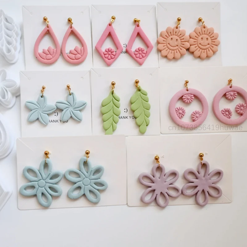 Droplet Round Flower Polymer Clay Cutters Curve/Arc Pottery Clay Cake Roll DIY Earring Pendant Jewelry Cutting Mold Ceramic Tool polymer clay tools pottery tools clay sculpting tools pottery sculpting tools clay craft tool
