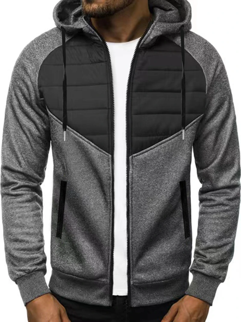 Autumn/Winter Men's Fashion Sports Full Zipper Hoodie Trendy Casual Solid Color Loose Large Size with Pocket Coat