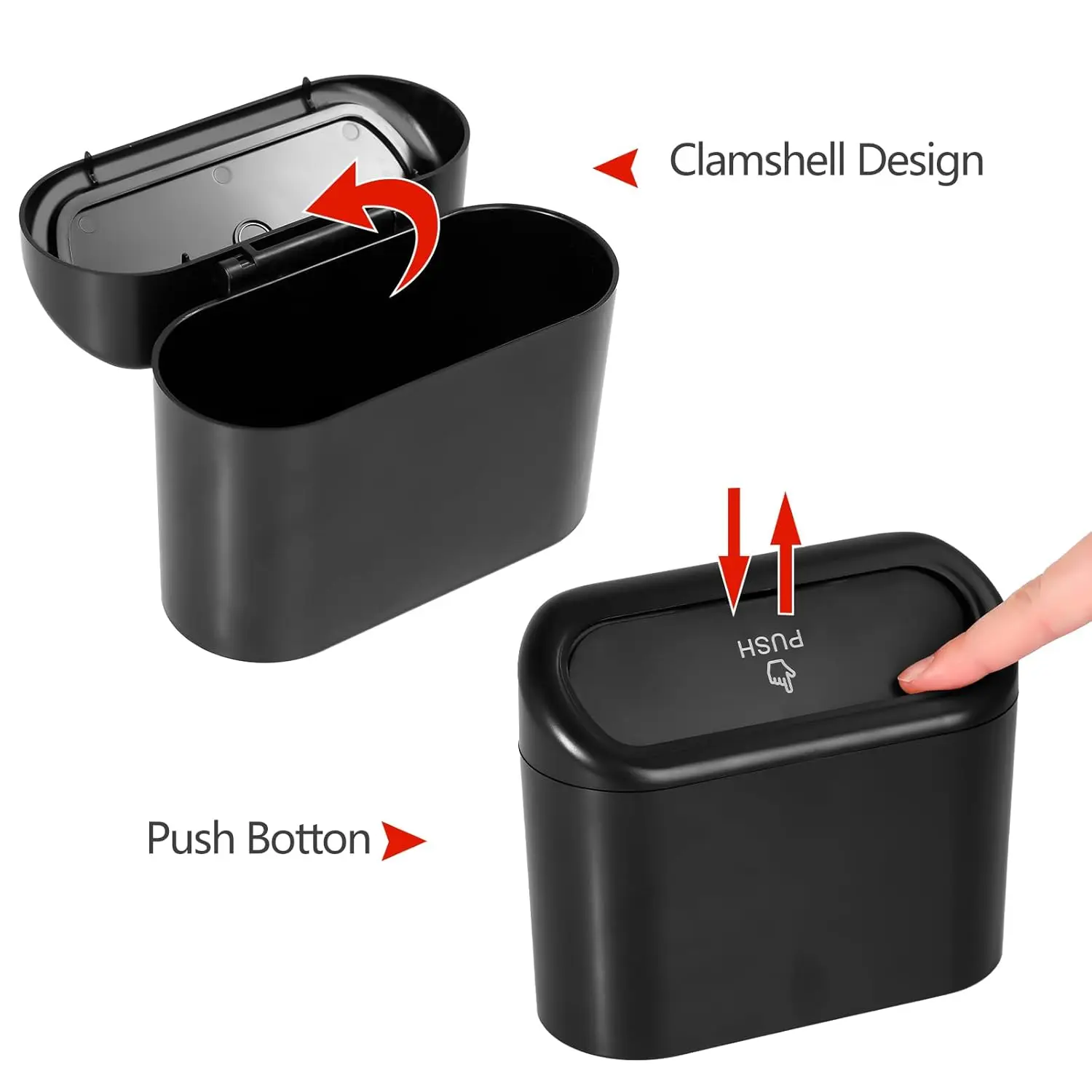 AOHEWEI Car Trash Can with Lid – Leak-Proof Automotive Trash Bin & Multipurpose Organizer for Car 2