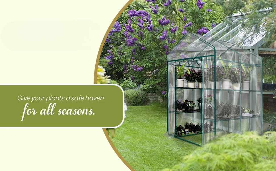 Home-Complete Walk-In Greenhouse with 8 Shelves