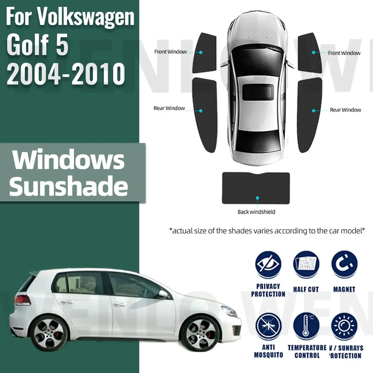 [최신|인기상품]골프현수막 => 폭스바겐 VW 골프 5 MK5 2004-2010 골프 5 용 자동차 커튼 창문 차양 커버, 마그네틱 선 쉐이드 바이저, 태양광 자동차 액세서리 [ChinaNOW | 추천상품]