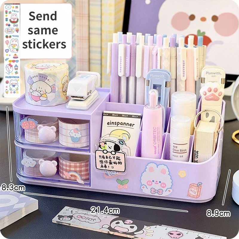 Houten Constructie Lederen Multifunctionele Bureau Briefpapier Organizer Opbergdoos Pen Potlood Mobiele Telefoon
