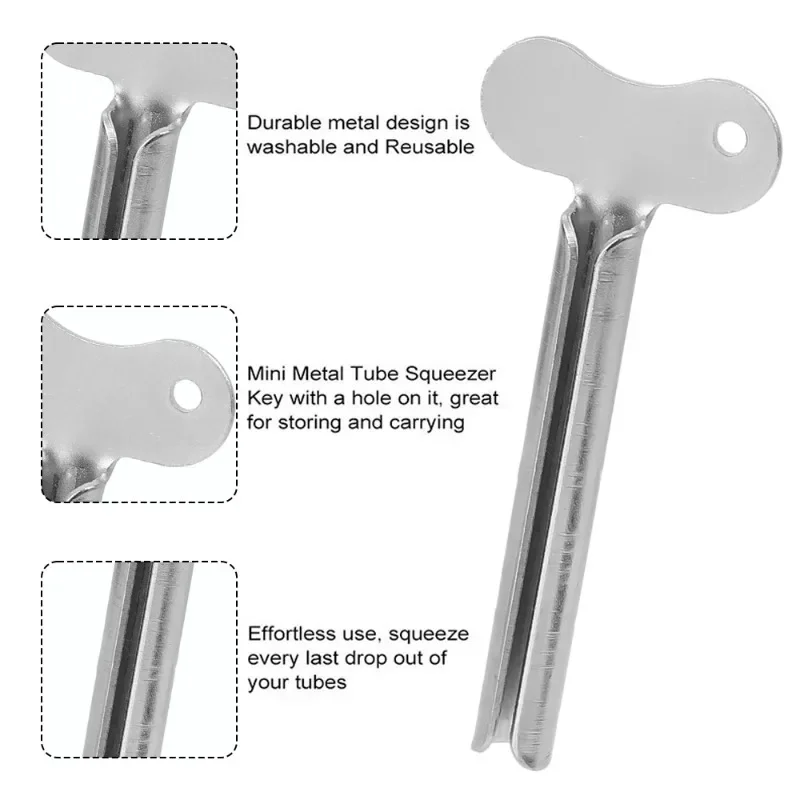 20/1PCS Bathroom Metal Toothpaste Squeezer Stainless Steel Tube Squeezer Universal Key Roller for Tube Cream Paint Squeezer Tool 6