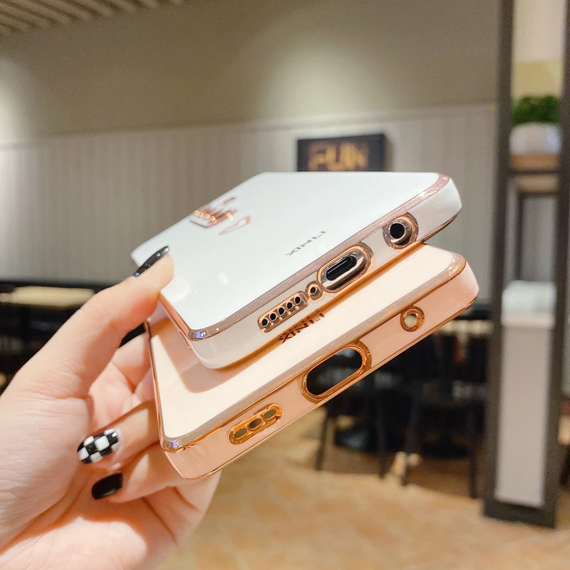 Luxury Love Heart Plating Phone Case - Elegant Back Cover