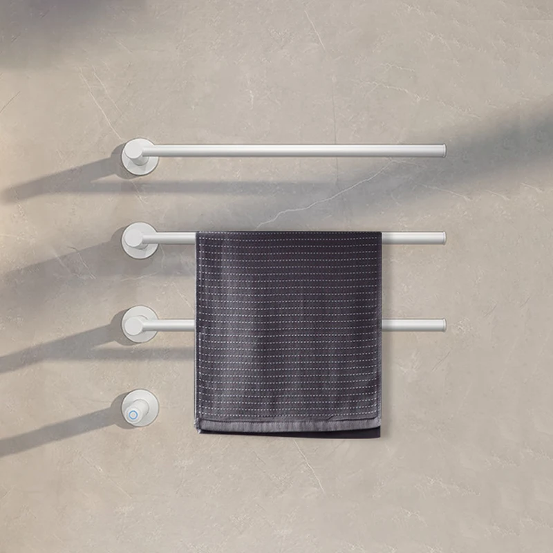 Black Bathroom Electric Towel Rack Wall Mounted Hidden Wires Electric Towel Dryer Smart Thermostatic Heated Rail