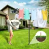 Umbrella Clothesline Outdoor, Rotary Retractable Clothes Line Outdoors Adjustable Height Drying Rack Clothing 4 Arms 12 Lines 2