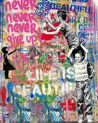 Contemporary Urban Graffiti Canvas Art Print - Home Decor Poster - 50x70cm No Frame (E)