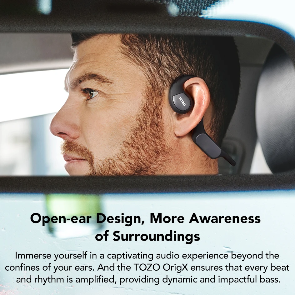 OpenReal - Auriculares inalámbricos Bluetooth 5.3 con conducción de aire,  auriculares deportivos con sonido premium, doble micrófono con reducción de