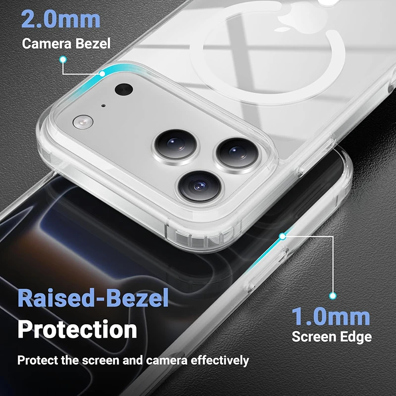 Premium Shockproof Transparent Acrylic Phone Case with MagSafe Compatibility