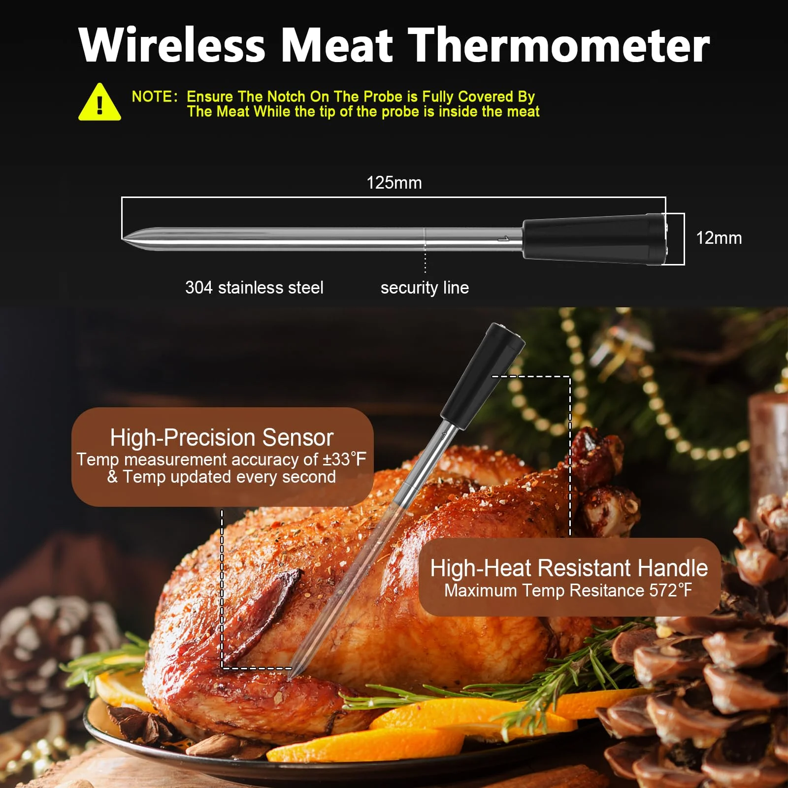 Outdoor, home food thermometer with 2 probe with repeater Barbecue thermometer Meat food thermometer Smart APP Wireless thermome 3