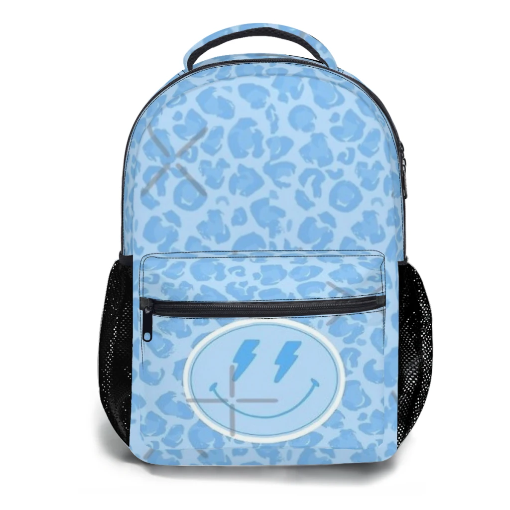 Preppy, Blue, Blue Preppy, Blue Aesthetic, Smile Face, Happy Face, Printed Lightweight Casual Children's Schoolbag
