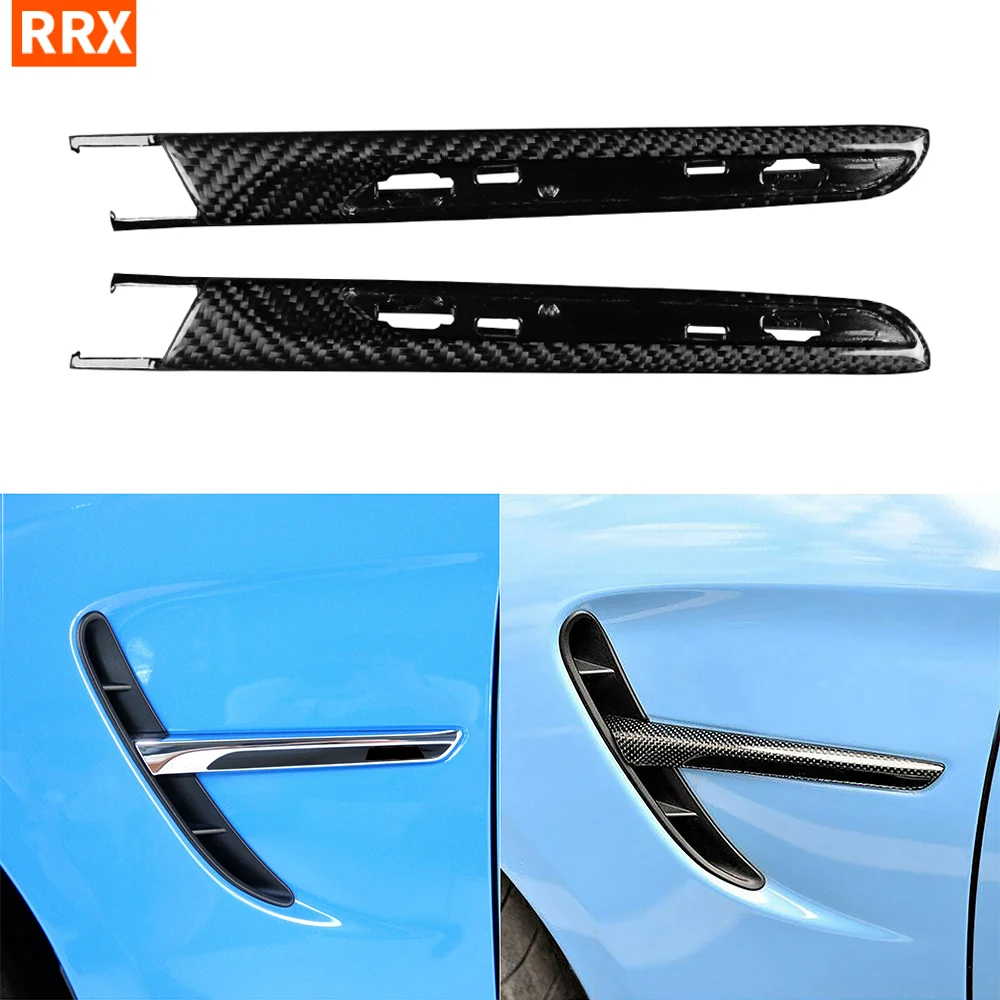 For BMW M3 F80 M4 F82 F83 2014-2019 Car Side Air Outlet Vent Louver Spoiler  Fender Real Carbon Fiber Cover Exterior Accessories