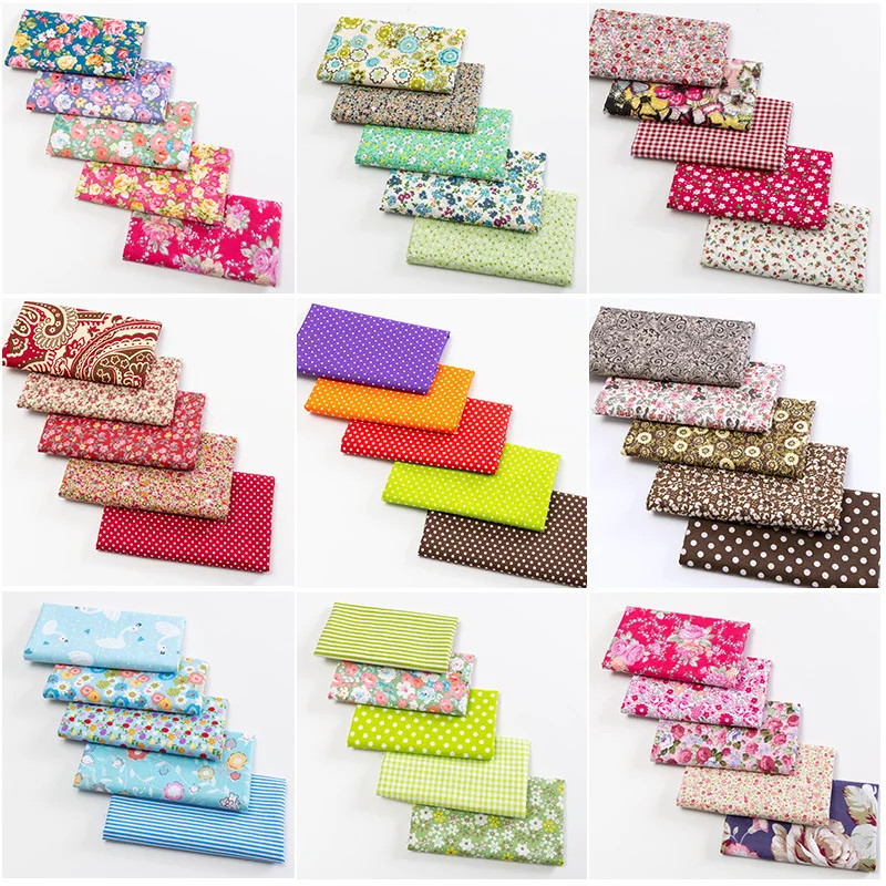 5Pcs 50x50cm Fabric Floral Collection Cotton Fabric for Clothes Baby Dress Sewing Bed Sheet Pillow Cover DIY Patchwork