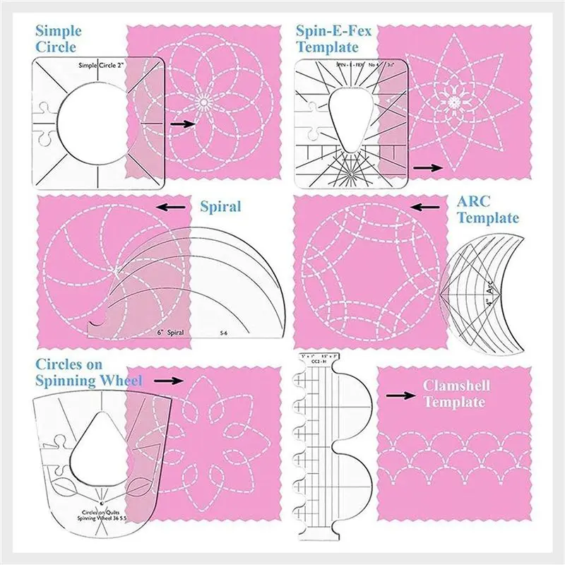 WORTHOWN-6Pcs 재단사 자 눈금자 템플릿 세트 DIY 의류 재봉 용품 퀼터 자 재봉 스텐실 도구 재봉