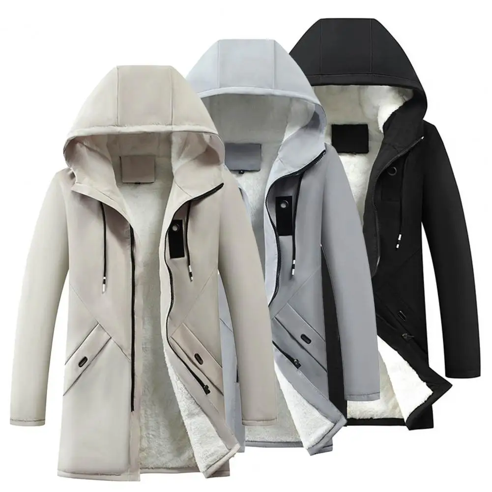 

Мужская ветровка с флисовой подкладкой и капюшоном ветровка с завязками, уличное Спортивное эластичное пальто, тонкое пальто, мужская повседневная куртка, пальто