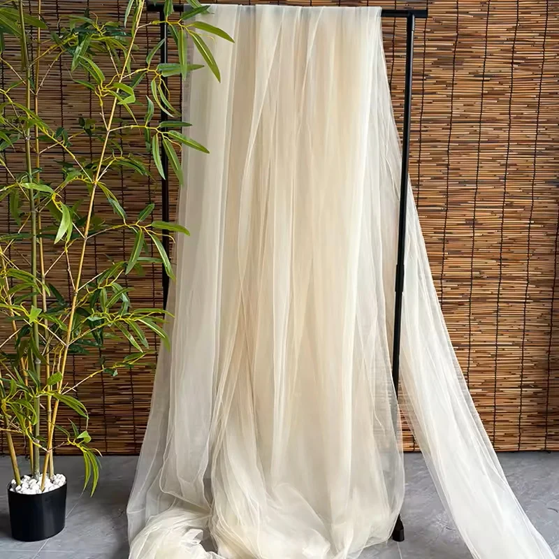 Elegant Light Brown Grey Soft Tulle Fabric for Wedding and Formal Gowns