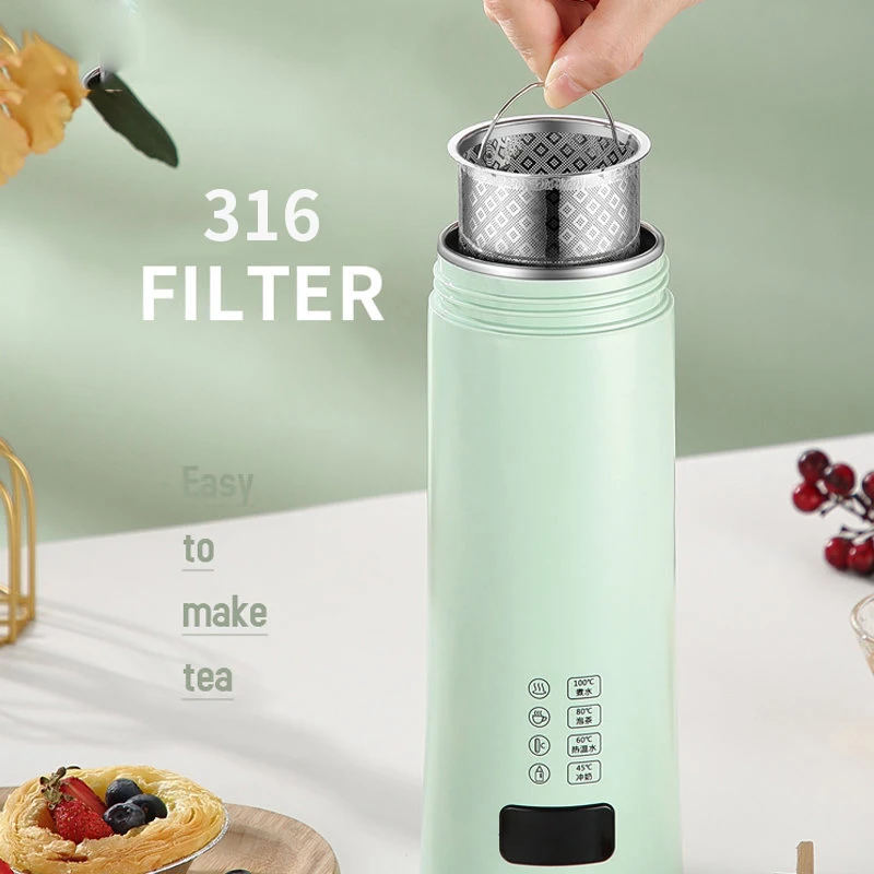 500Ml Intelligent Heating Cup Stainless Steel Water Warmer Bottle 4  Temperature Thermos Cup Travel Electric Water Heater Kettle - AliExpress