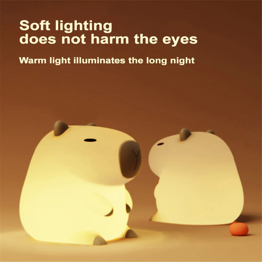 

Night Light For Kids Cute Guinea Pig Light With USB Charging Cable 800mAh Battery Capacity Table Lamp Silicone LED Bedside Lamp