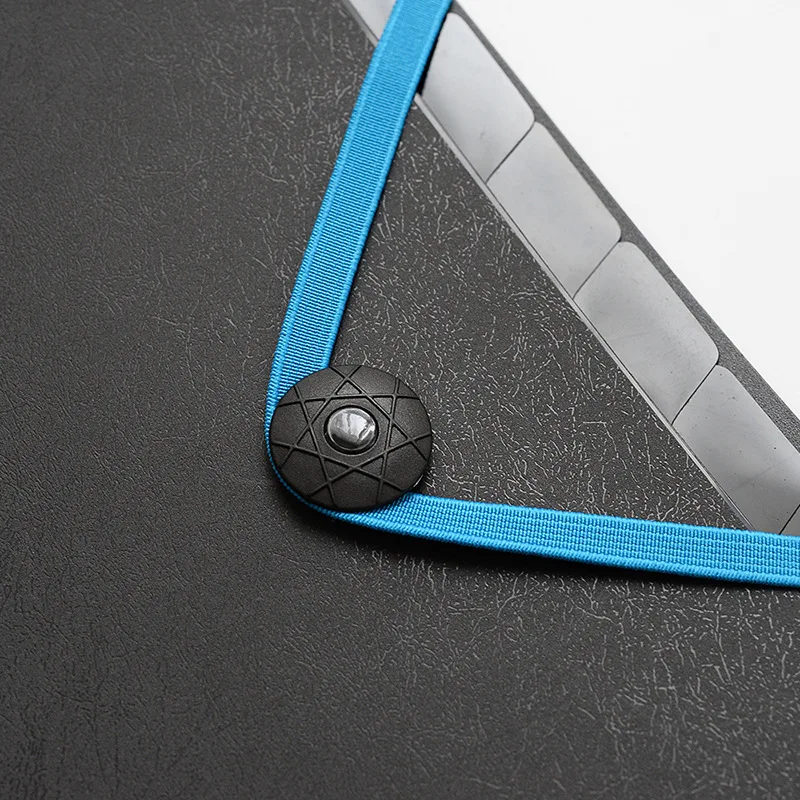 A4 Black Folder 8 Layers Elastic Fastener Carpeta Classification Paper File Bag Waterproof Thickened Document Storage Organ Bag