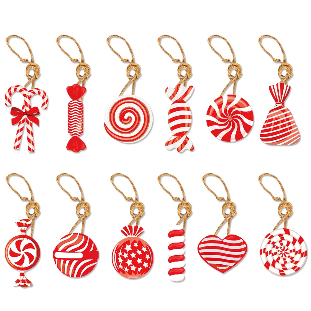Christmas Gingerbread Man Paper Pendant Christmas Tree Pendant Ornaments Decoration New Year Home Decor 12pcs